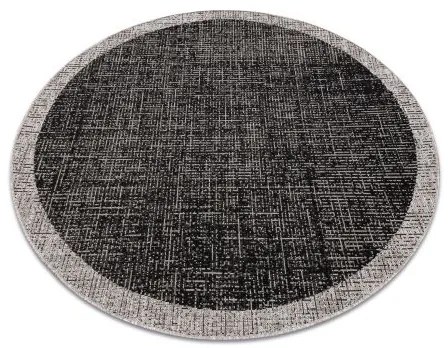 Okrúhly koberec SISAL FLOORLUX 20401 Rám, čierna, strieborná Veľkosť: kruh 120 cm