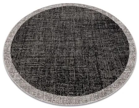 Okrúhly koberec SISAL FLOORLUX 20401 Rám, čierna, strieborná Veľkosť: kruh 160 cm