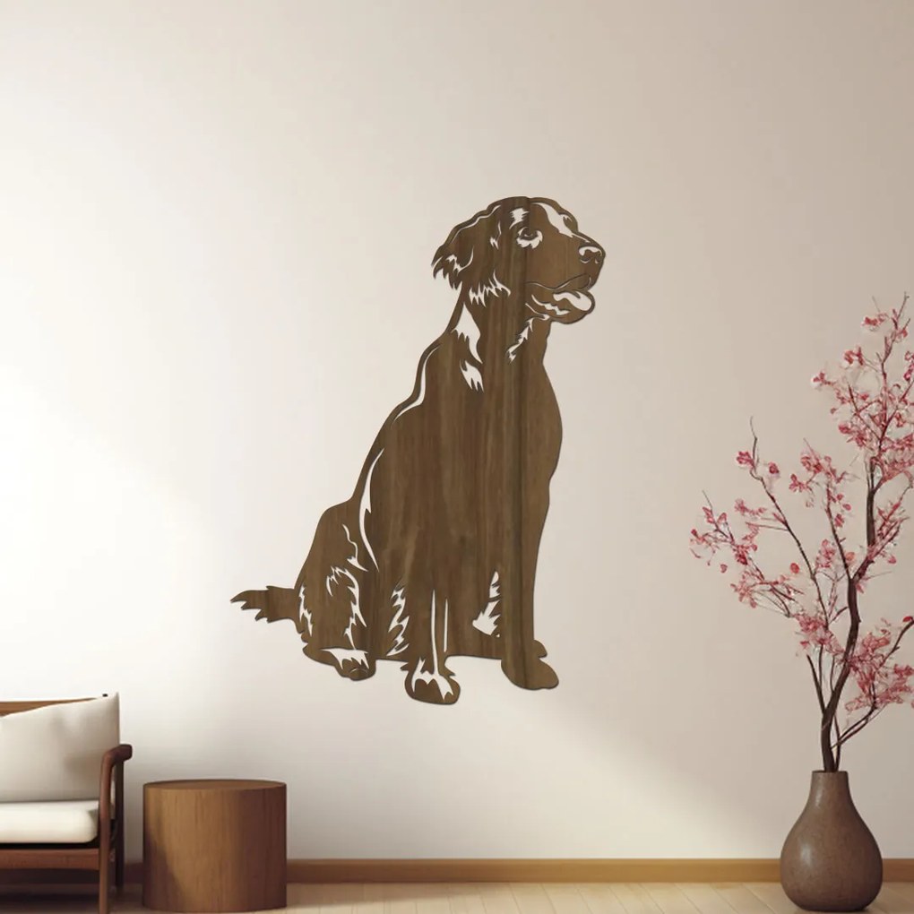 dřevo života Drevená dekorácia s motívom psa Flat Coated Retriever Rozmery - cm: 45x60, Zvoľte farbu dekoru: Čerešňa