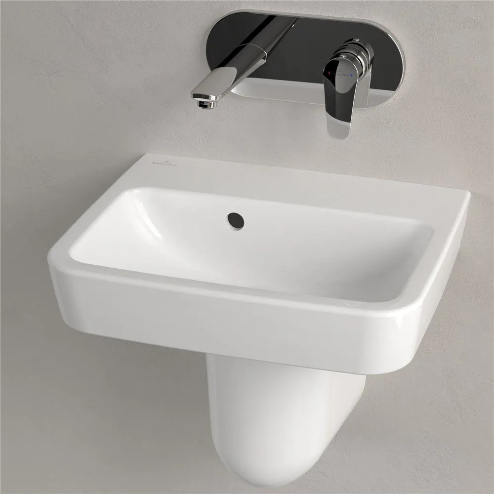 VILLEROY & BOCH O.novo závesné umývadielko bez otvoru, s prepadom, 450 x 370 mm, biela alpská, s povrchom CeramicPlus, 434447R1