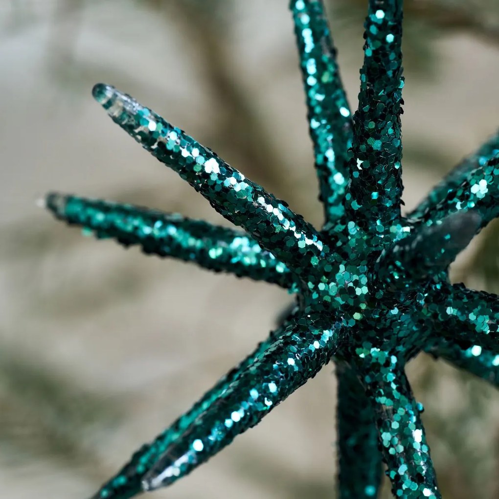 House Doctor Sklenená vianočná ozdoba Spike Green Glitter 12 cm