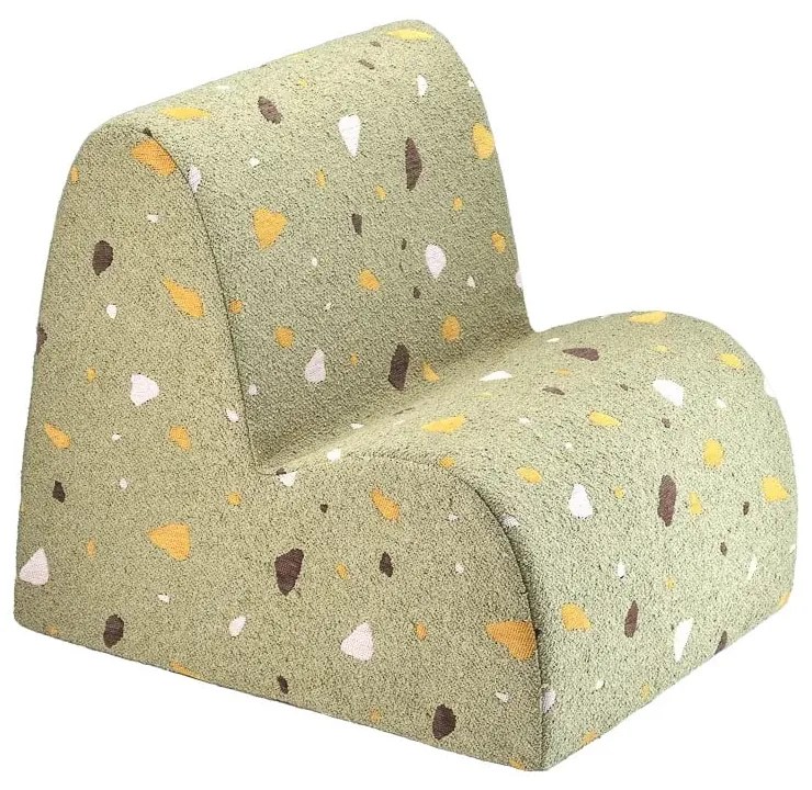 Zelené detské kresielko z textílie buklé/ženilkové Terrazzo Cloud – Wigiwama