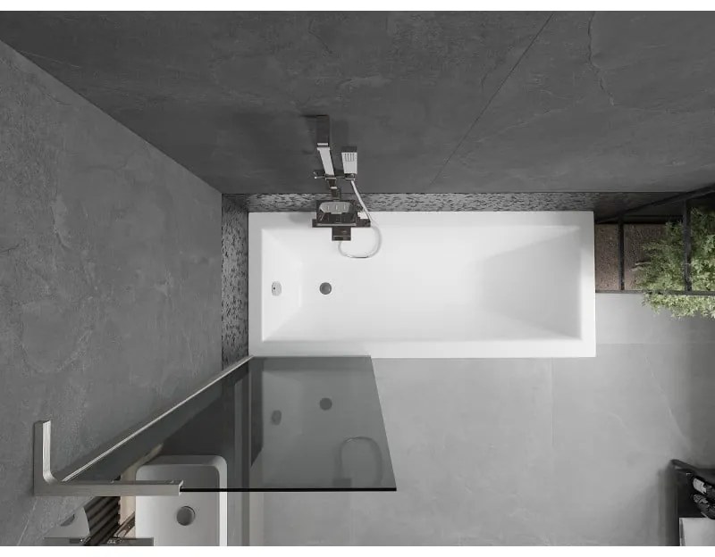 Mexen Next L, 1-krídlová vaňová zástena 60 x 150 cm, 6mm šedé sklo, 6mm číre sklo, profil brúsená oceľ, 895-060-000-03-40-97