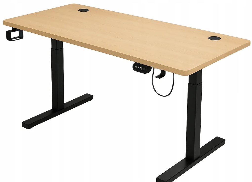 Herný stôl BR04 svetlohnedý s čiernym rámom 140 cm