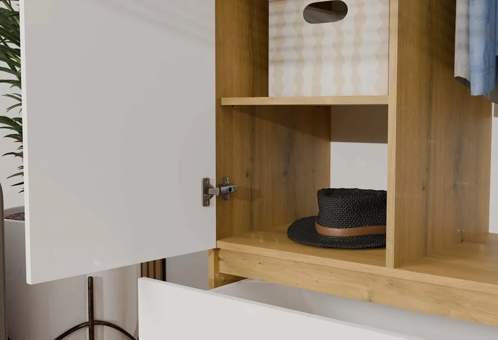 Šatníková skriňa MALWA I 90 cm dub artisan/biela