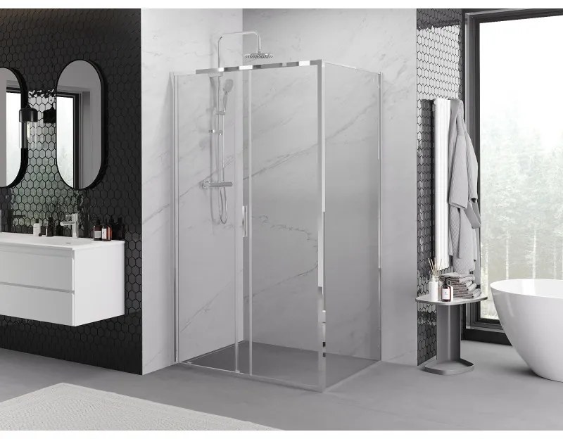 Mexen Exo, sprchovací kút s posuvnými dverami 90 x 95 cm, 6mm číre sklo, chrómový profil, 8151-090-095-01-00