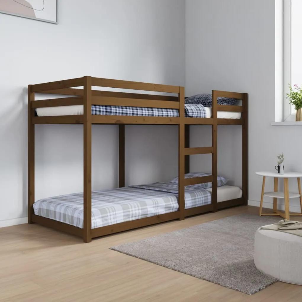 Poschodová posteľ medovo-hnedá 75x190 cm borovicový masív 821662