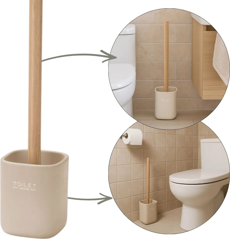 WC kefa Liso, béžová/s drevenými prvkami