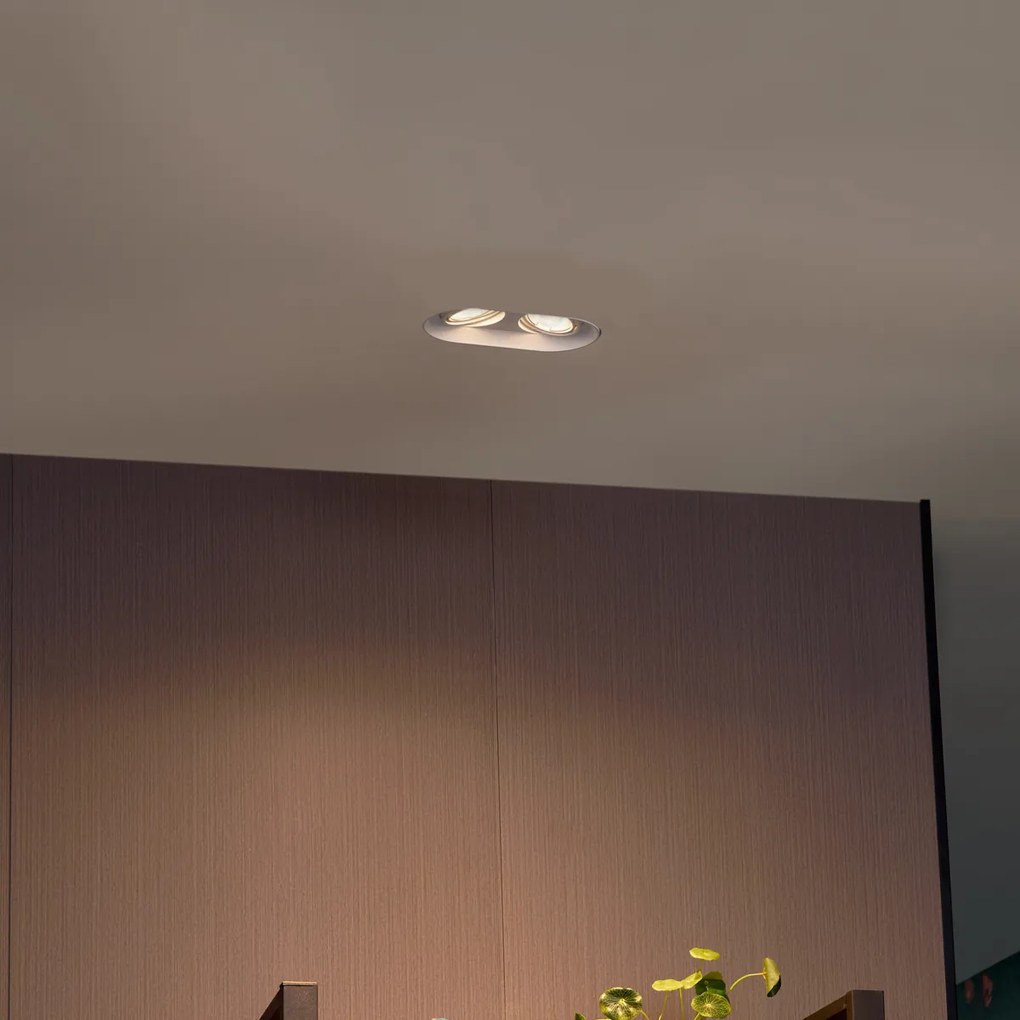 Okrúhle zapustené bodové svetlo biele GU10 50 mm 2-svetlo - Hubs