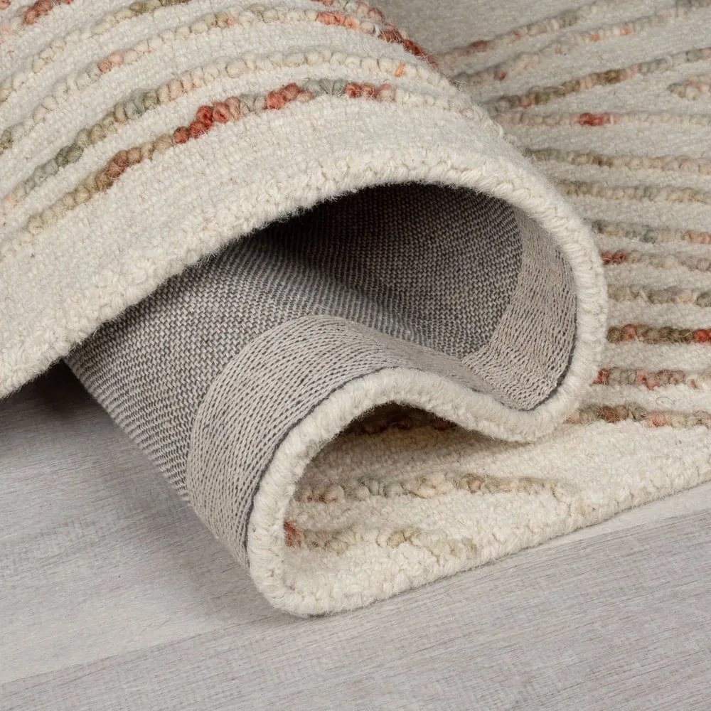 Oranžový/krémovobiely vlnený koberec 200x290 cm Abstract Swirl – Flair Rugs