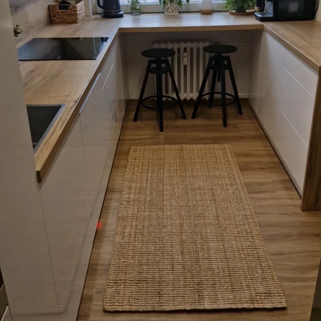 Hanse Home, Kusový koberec Bouclé Jute 105974 Natural Golden, 80x150, béžová, chodba / predsieň