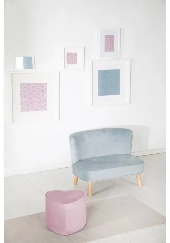 Svetloružový zamatový detský puf Lil Sofa – Roba