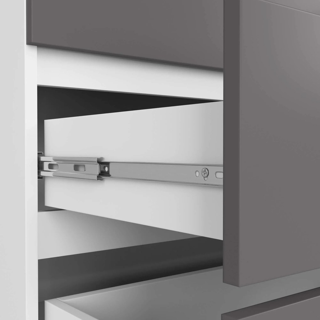 Komoda Kuba 160 cm 6 zásuviek biela/grafitová