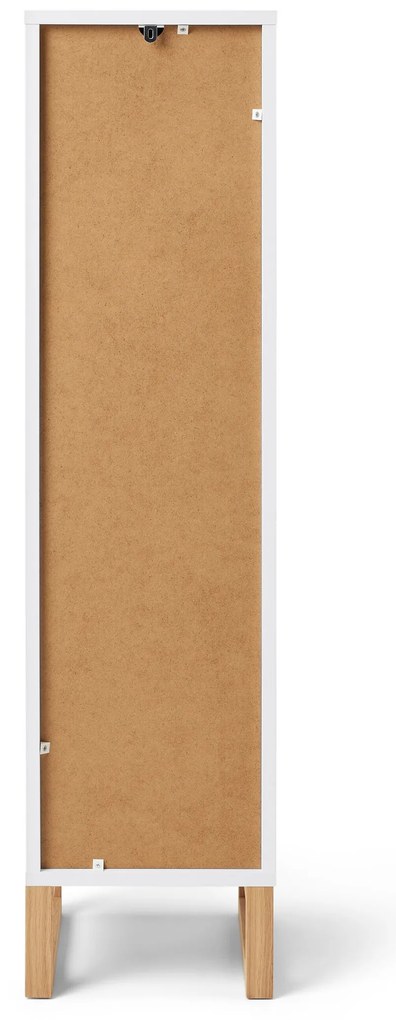 Kúpeľňová skrinka so zásuvkou a dvierkami, úzka