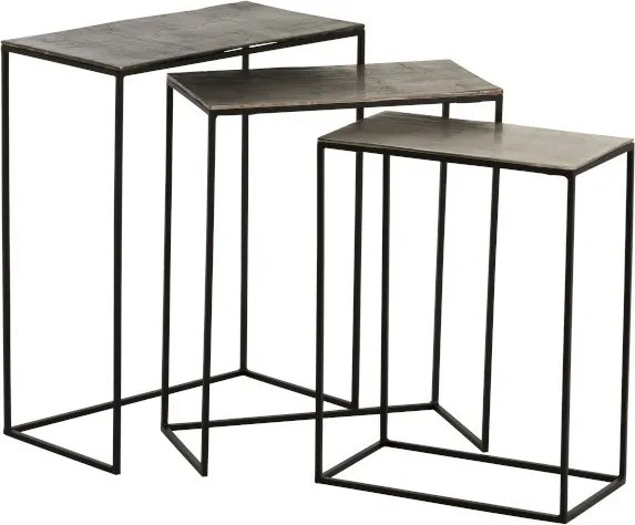 Set 3 kovových stolíkov Rectangular - 53*66*29 cm