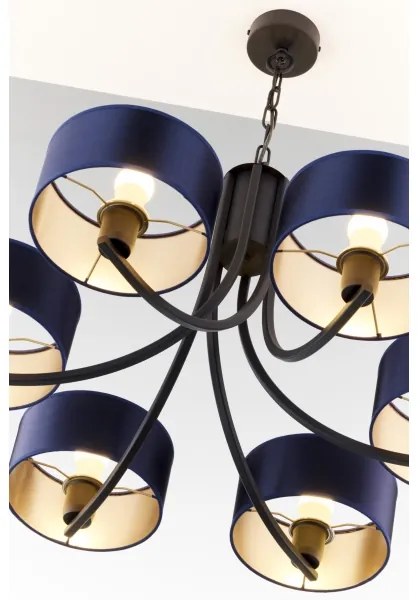 Jupiter 2102 - Luster na reťazi ARTHUR 6xE27/15W/230V modrá/čierna