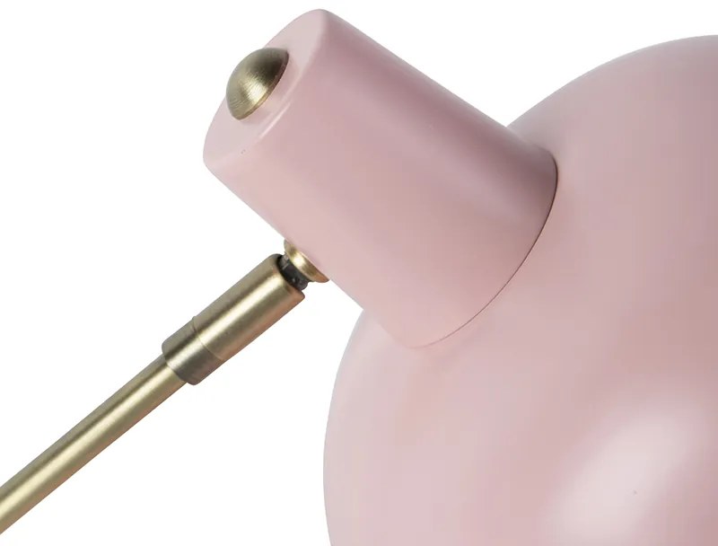 Retro stolná lampa ružová s bronzom - Milou
