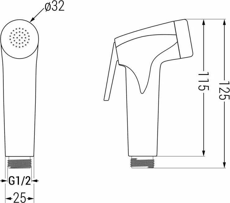 Mexen príslušenstvo - R-76 Ručná bidetová hlavica, 1-funkčná, grafitová, 79576-66