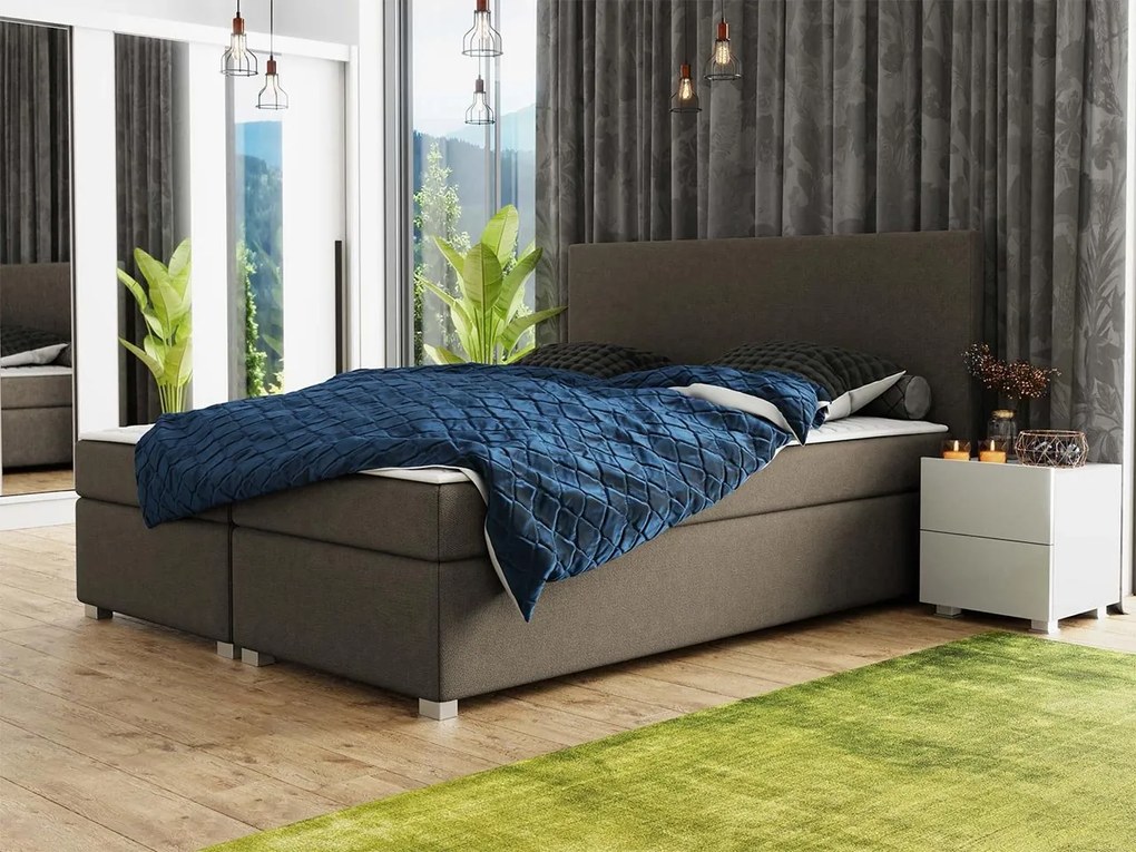 Moderná box spring posteľ Satore 180x200, hnedá