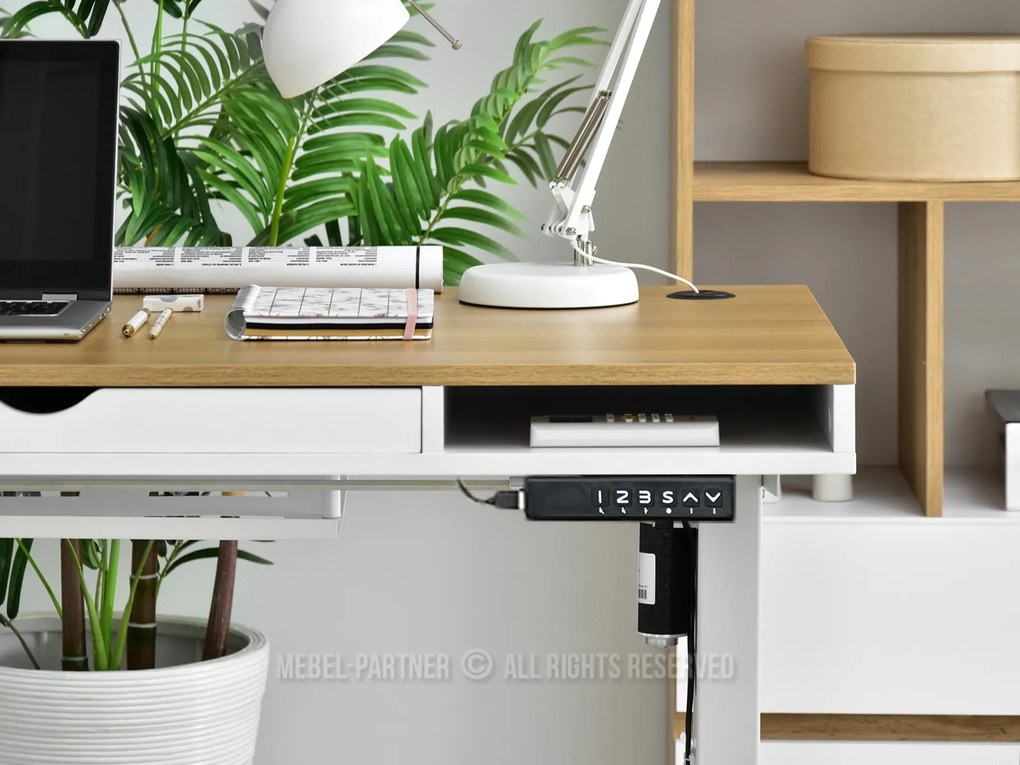 PC stolík Osto 120 (dub biely + čierna). Akcia -20%. Vlastná spoľahlivá doprava až k Vám domov. 1109814