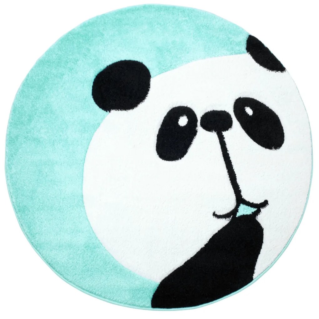 Dekorstudio Okrúhly detský koberec BEAUTY Mentolová panda Priemer koberca: 160cm