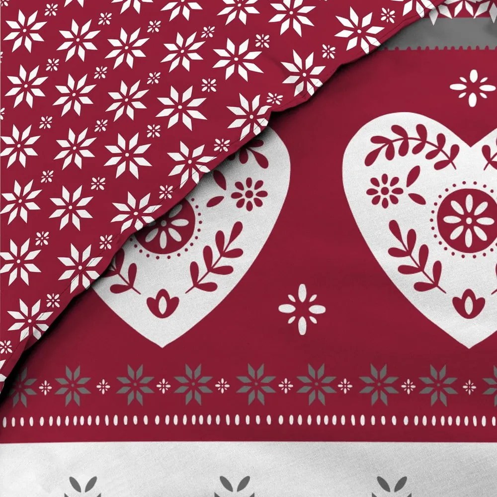 Červené predĺžené bavlnené obliečky na dvojlôžko 240x220 cm Alpage – douceur d'intérieur