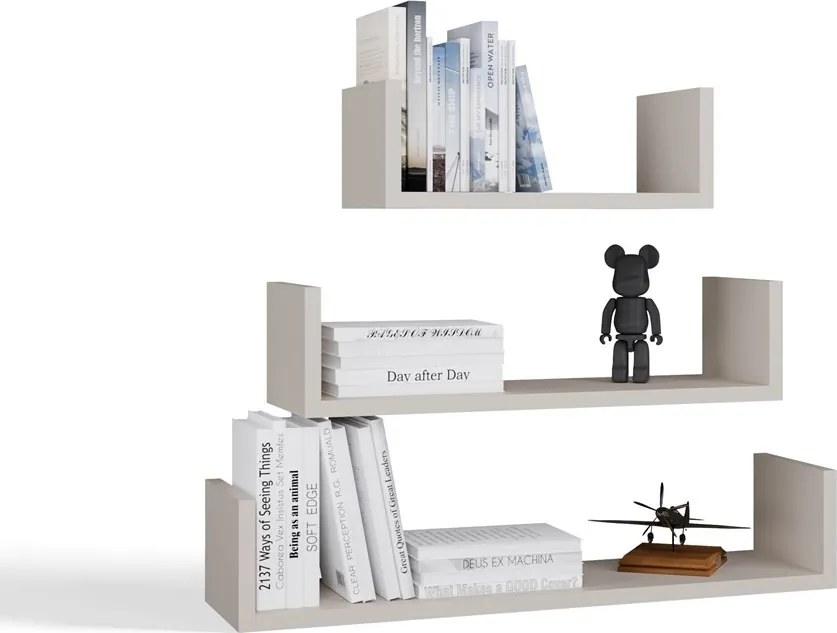 Sada 3 ks nástěnných polic Mobi kašmírová