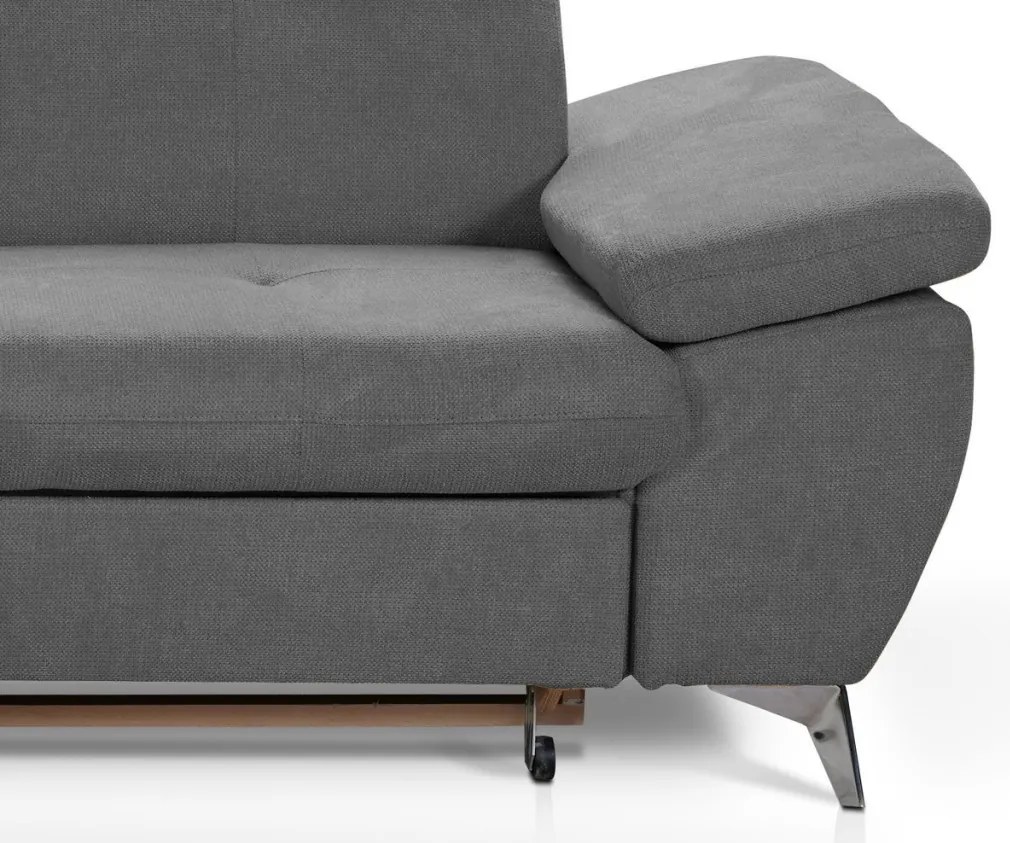 Rohová sedacia súprava Gisele, stredne šedá látka, ľavý roh