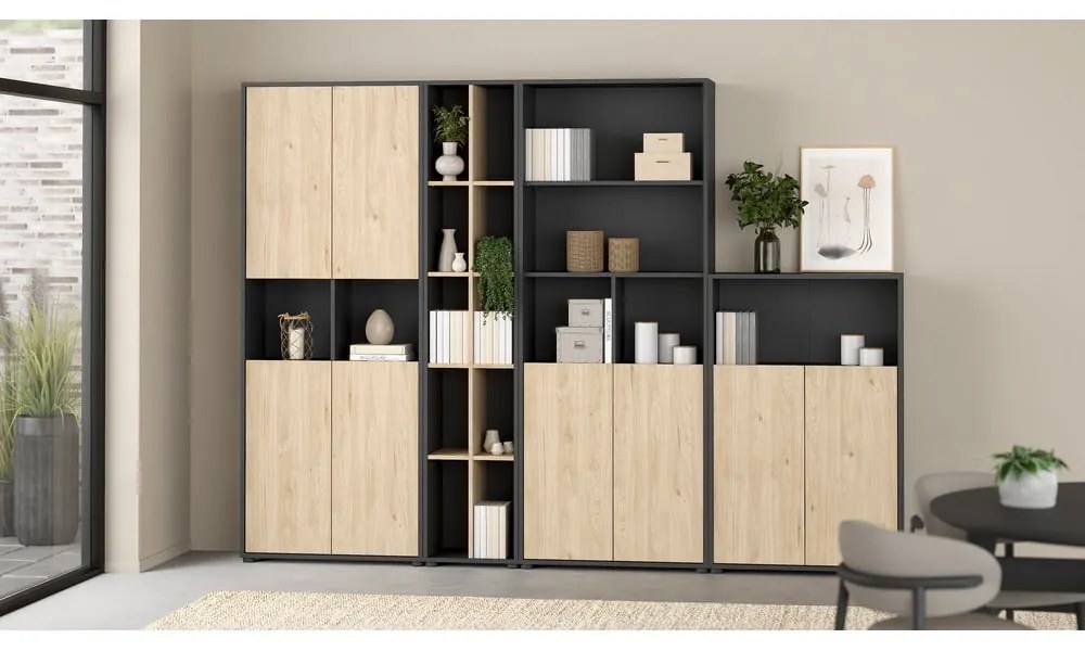 Antracitová knižnica 80x124 cm Sign – Tvilum