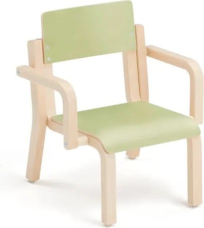 Detská stolička DANTE, s podrúčkami, výška 260 mm, breza/zelená