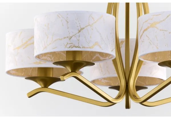 Jupiter 2110 - Luster na tyči KASZMIR 5xE27/15W/230V biela/zlatá/mramorový dekor