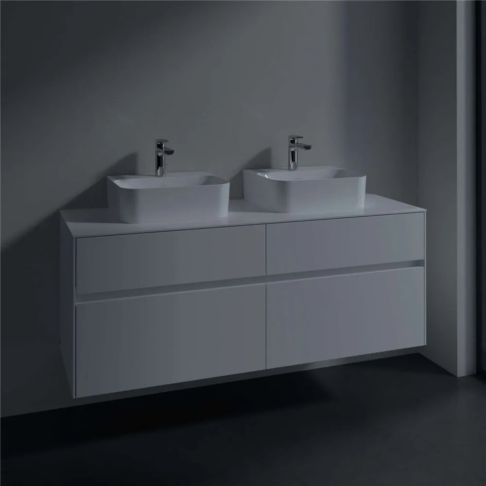 VILLEROY &amp; BOCH Collaro závesná skrinka pod dve umývadlá na dosku, 4 zásuvky, 1400 x 500 x 548 mm, White Matt, C10300MS