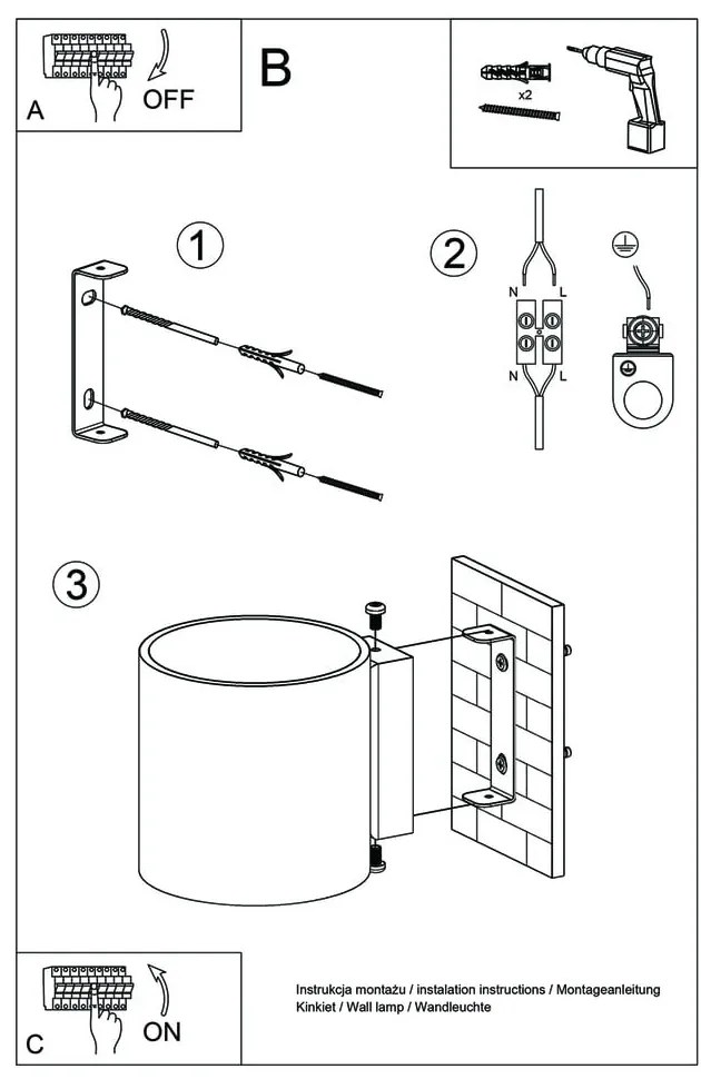 Sivé nástenné svietidlo Sollux Roda