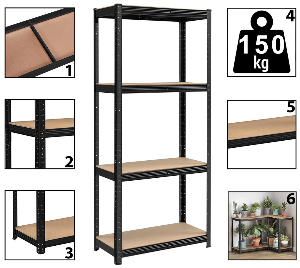 Dílenský regál IRONHOLD 174x80 cm černý