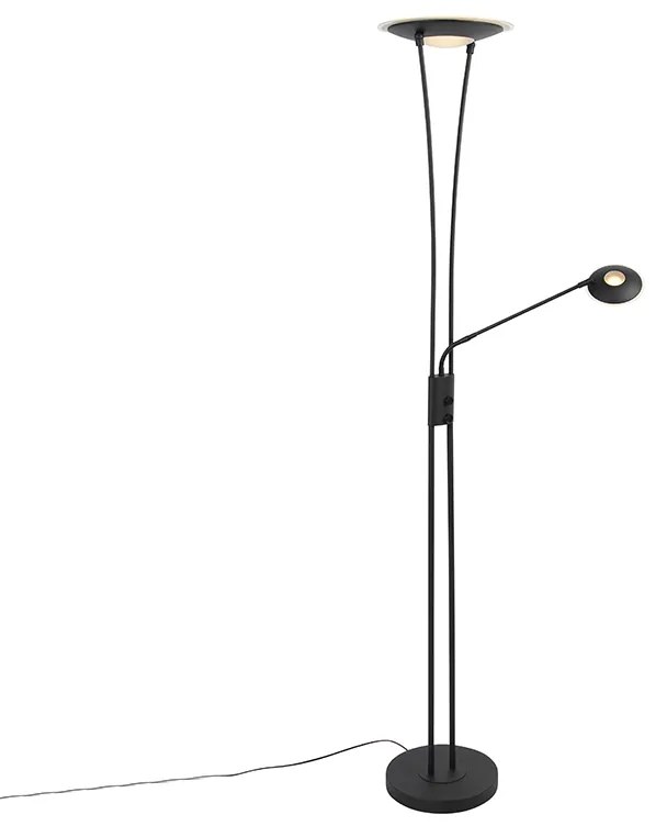 Moderná stojaca lampa čierna vrátane LED s čítacím ramenom - Ibiza
