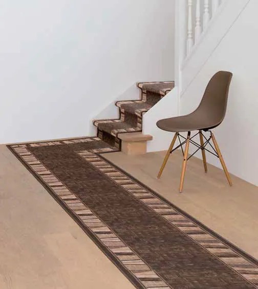 Associated Weavers, Protišmykový behúň na mieru Linea 44, šíre 100 cm, hnedá, chodba / predsieň
