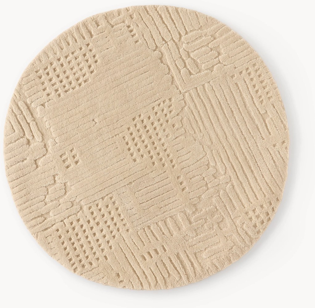 Okrúhly ručne tuftovaný vlnený koberec Merima