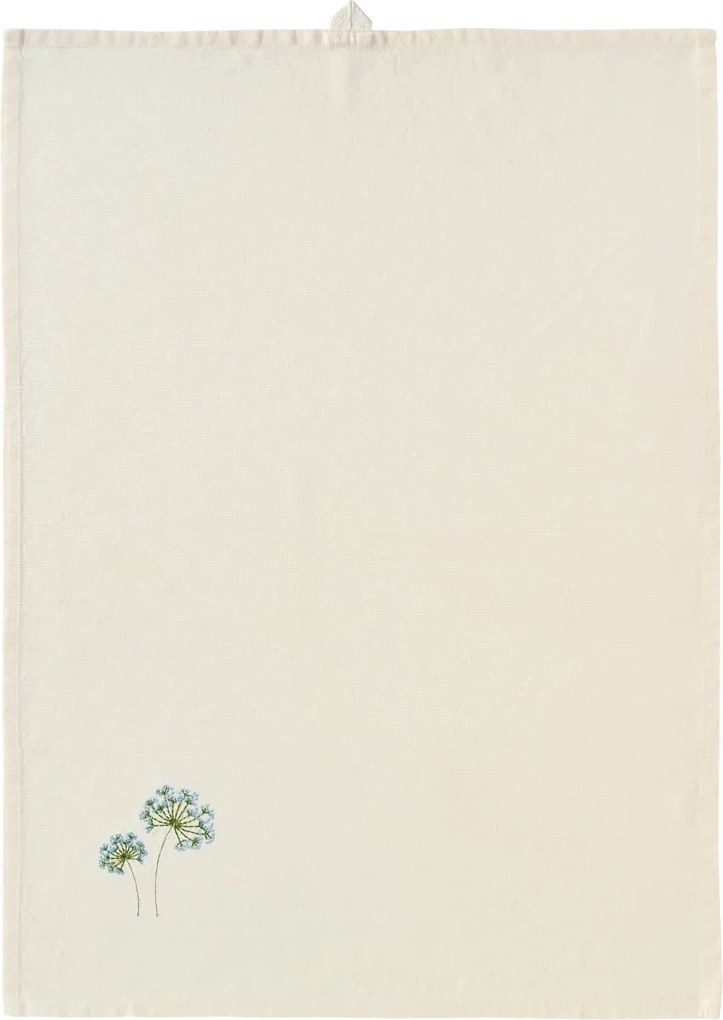 Ib Laursen Bavlnená utierka s výšivkou Flora Blue umbel flower