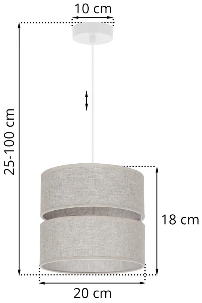 Závesné svietidlo Len, 1x svetlobéžové textilné tienidlo, (fi 20 cm), w