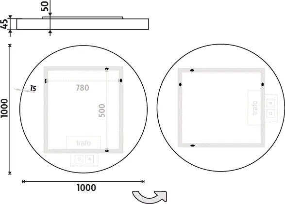 Nimco Biele LED zrkadlo priem. 1000 s dvoma dotykovými senzormi - ZPB 31004RVX-05