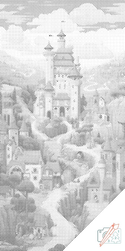 Gario Bodkovanie Hradné predmestie Rozmery: 40 x 80 cm, Rámovanie: Iba zrolované plátno, Farba bodiek: Modrá