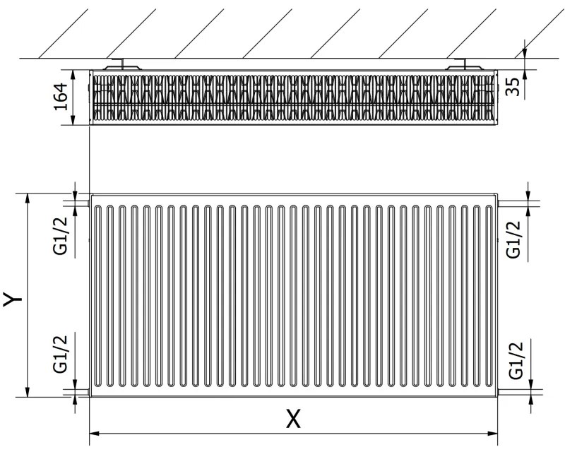 Mexen, Panelový radiátor Mexen C33 500 x 1400 mm, bočné pripojenie, 2830 W, biely - W433-050-140-00