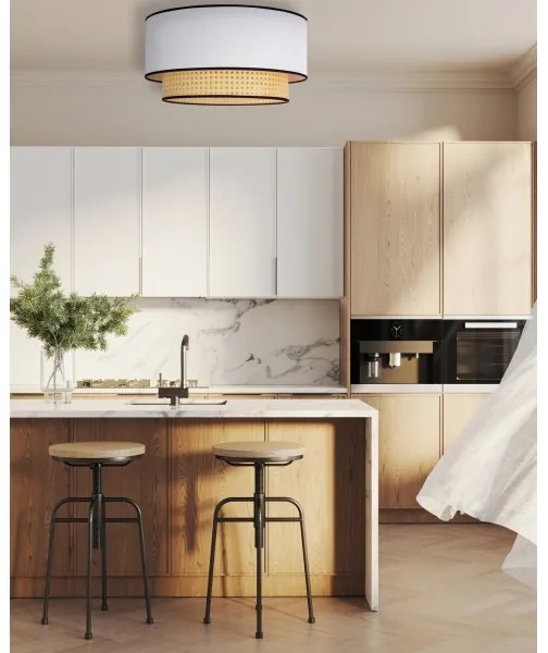 Duolla - Stropné svietidlo BOHO 1xE27/15W/230V pr. 45 cm biela/ratan
