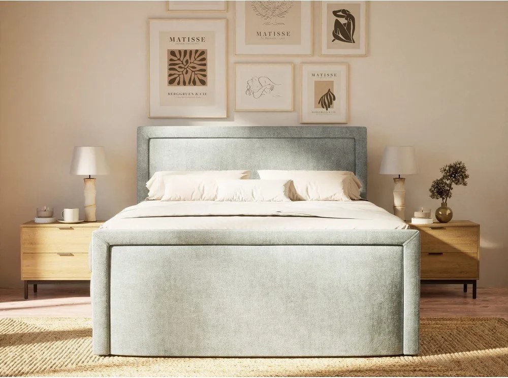 Svetlomodrá boxspring posteľ s úložným priestorom 180x200 cm Fresco – Maison de Rêve