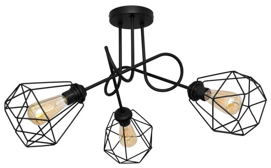 Prisadený luster KARO 3xE27/15W/230V čierna