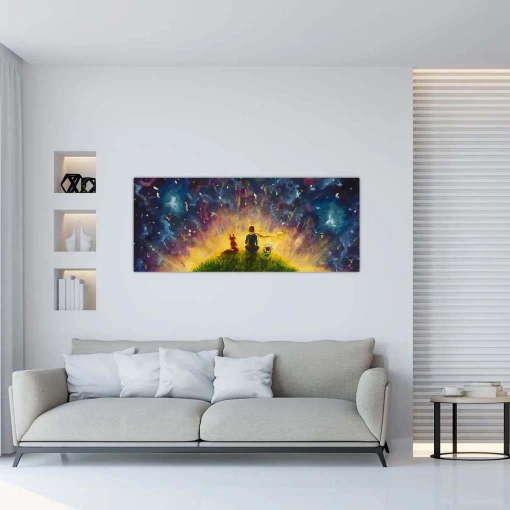 Obraz - Malý princ a líška (120x50 cm)