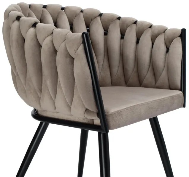 Jedálenská stolička ASTON zamatová, béžová / hnedá