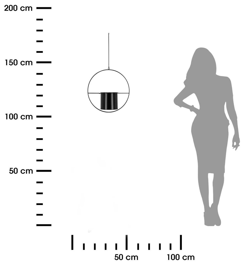 ZÁVESNÝ KOVOVÝ KVETINÁČ ROUND 36X34,5 CM ČIERNA