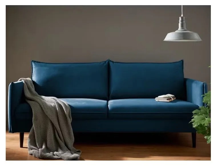 Tmavomodrá zamatová pohovka 203 cm Juli – Ropez