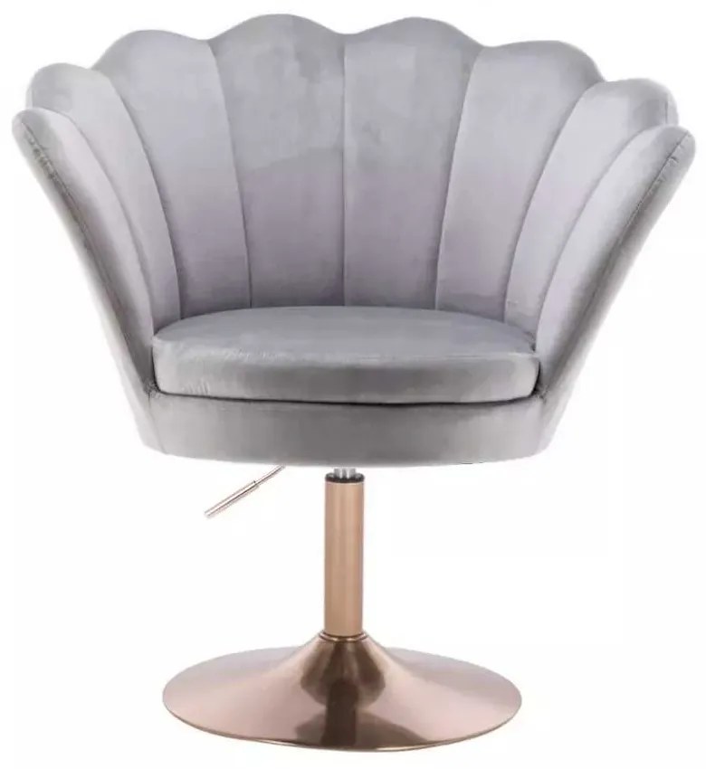 LuxuryForm DESIGN Kreslo FREY VELUR na zlatom tanieri - svetlo šedé